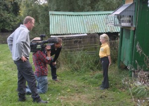 Young pigeon fancier Heather Davies, who has now been racing pigeons for two years, is interviewed by Mike Bushell for BBC Breakfast News